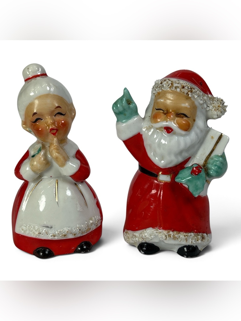 Vintage Santa & Mrs. Claus Salt & Pepper Shakers Christmas MCM Kitschy Japan